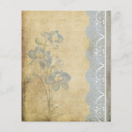 Vintage Blue Flower & Lace Scrapbook Paper