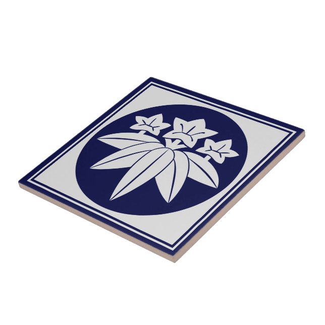 Vintage Blue Kamakura Minamoto Japão Mon Oriental (Lateral)