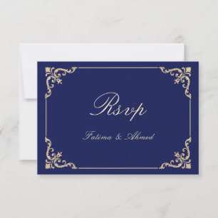Vintage Blue Muslim Muslim Wedch RSVP Card