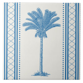 Vintage Blue Palm Tree Silhoual Tropical Costeira