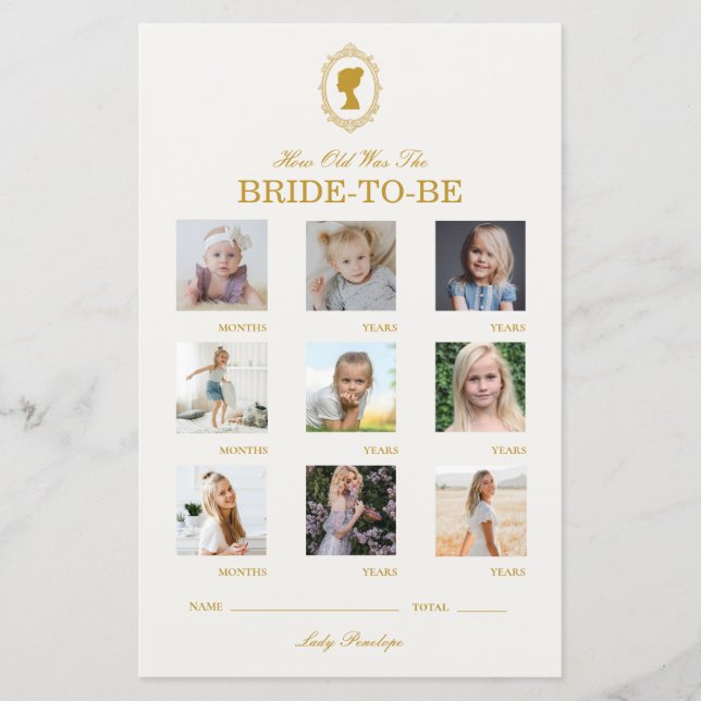 Vintage Blue Regency Cameo Bridal Shower Games (Frente)