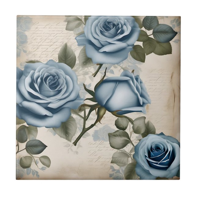Vintage Blue Rosas Shabby (Frente)