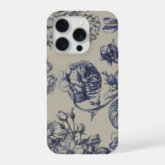 Vintage Blue Toile Botanical Floral Phone Case