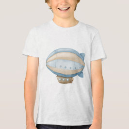 Vintage Blue Watercolor Steampunk Blimp Dirigible