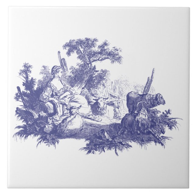 Vintage Blue & White Pastoral Shepherdese Vignette (Frente)