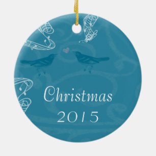 Vintage Bluebird Casais de Natal Ornamento de Foto