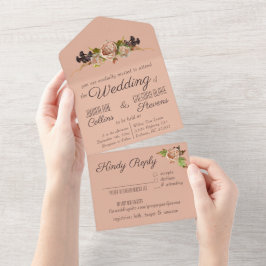 Vintage Blush & Plum - Convite Floral Para Casamen