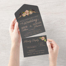 Vintage Blush & Plum - Convite Floral Para Casamen