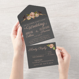 Vintage Blush & Plum - Convite Floral Para Casamen