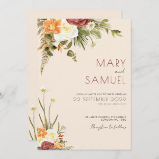 Vintage Boho Rustic Convite Floral