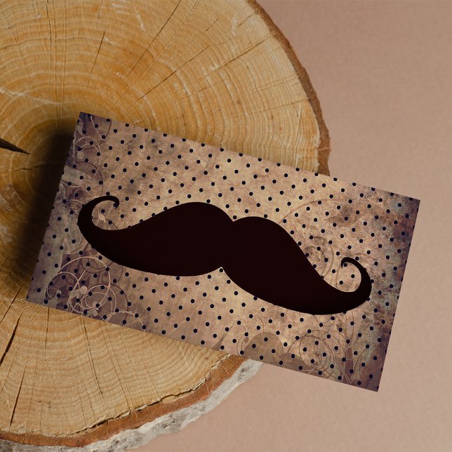 Vintage bolinhas marrons engraçadas bigode (Vintage brown polka dots funny Mustache)