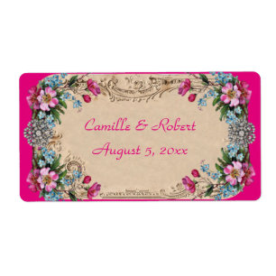 Vintage bonito floral, etiquetas da garrafa de