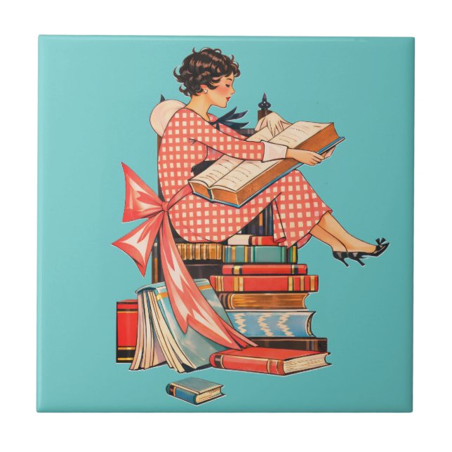 Vintage Book Lover Reading Illustration (Frente)