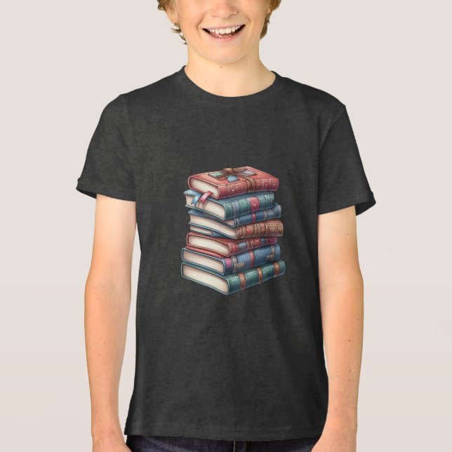 Vintage Books Stack T Shirt Design (Frente)