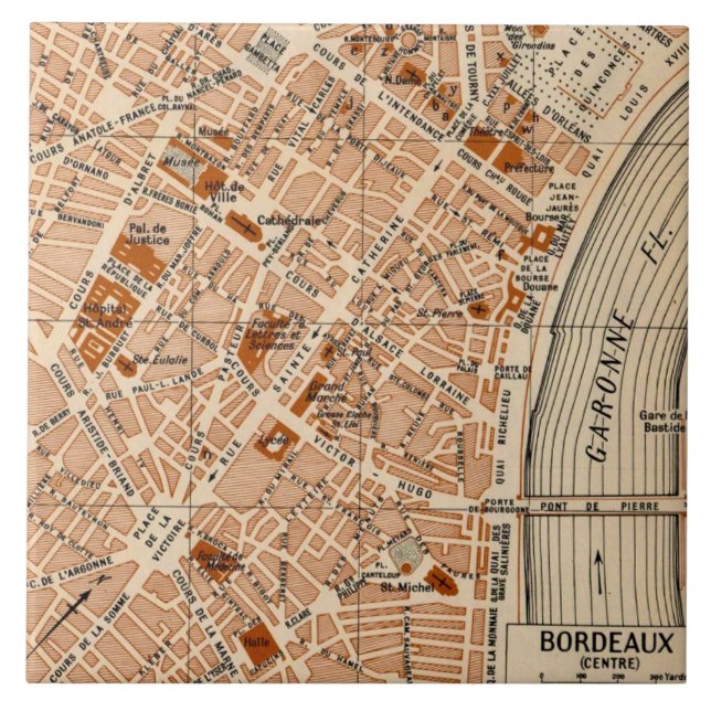 Vintage Bordeaux France Map (Frente)