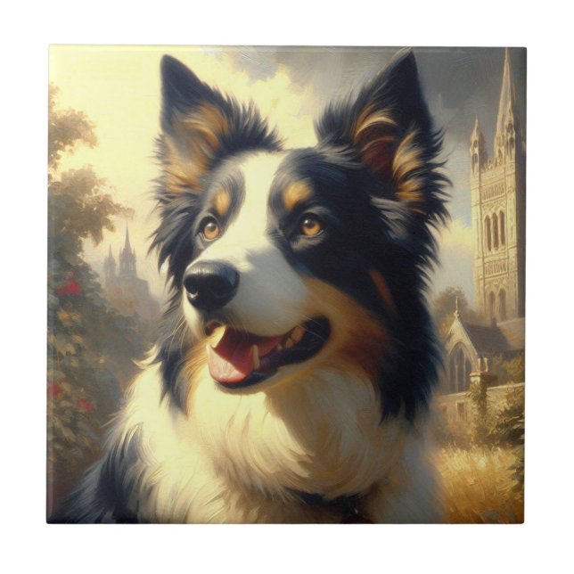 Vintage Border Collie Painting (Frente)