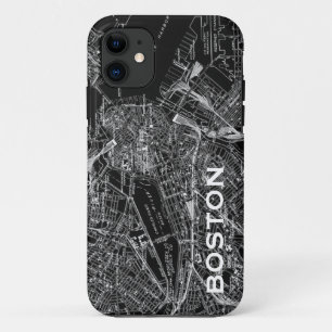 Vintage Boston Black and White Map capas de iphone