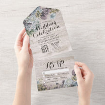 Vintage Botanical Flowers Rustic Wood Weding RSVP
