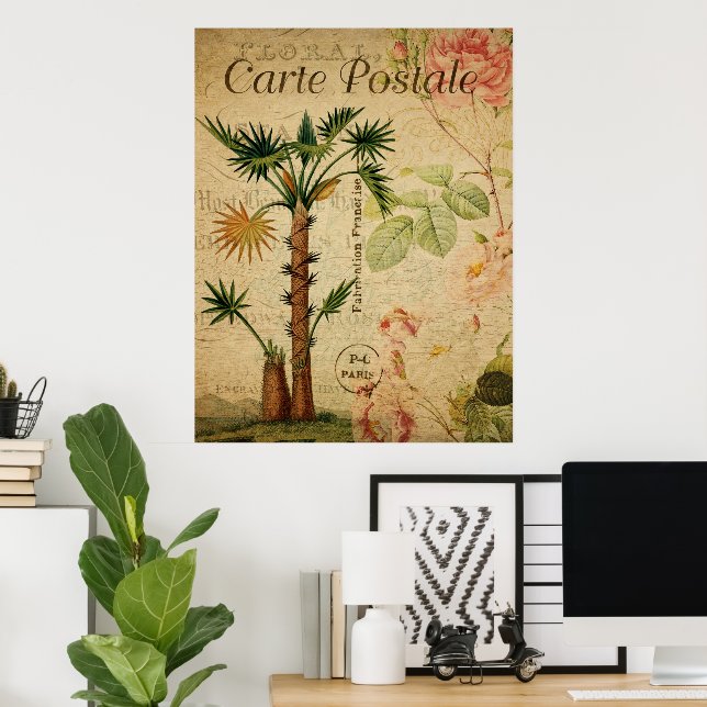 Vintage Botanical Poster - Palm Tree (Escritório em casa)
