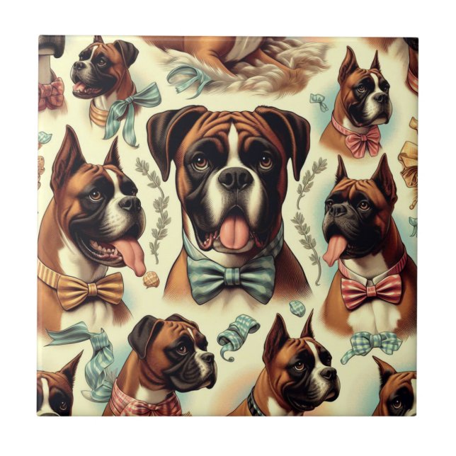Vintage Boxer Dog Sem Costura (Frente)