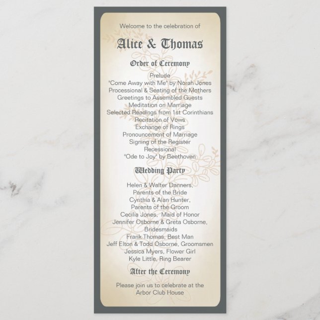 Vintage Branch - Programa Casamento (Frente)