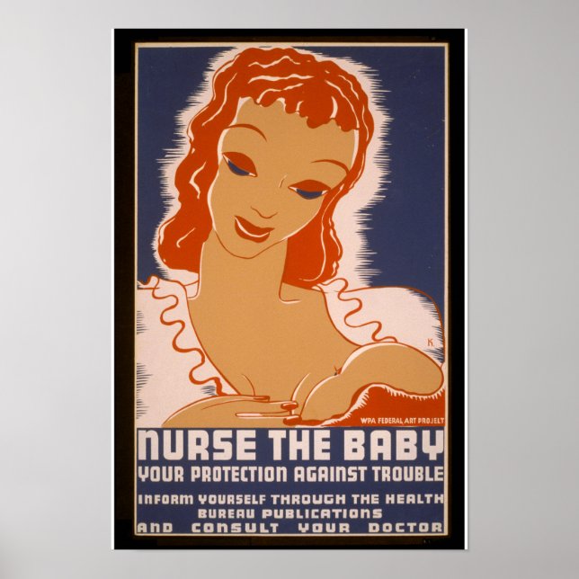 Vintage Breastfeed Baby Poster (Frente)