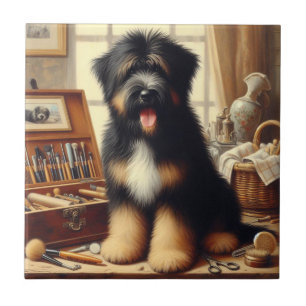 Vintage Briard Dog Painting