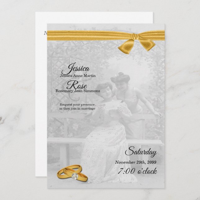 Vintage Brides Gay Casamento Convite (Frente/Verso)