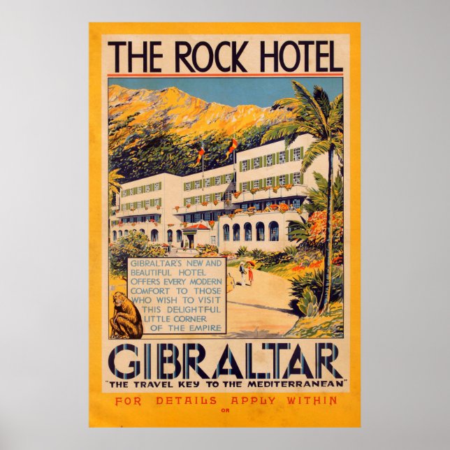 Vintage British The Rock Hotel Poster de viagens (Frente)