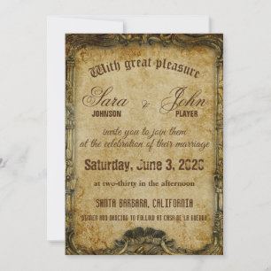 Vintage Brown antigo convite para casamento