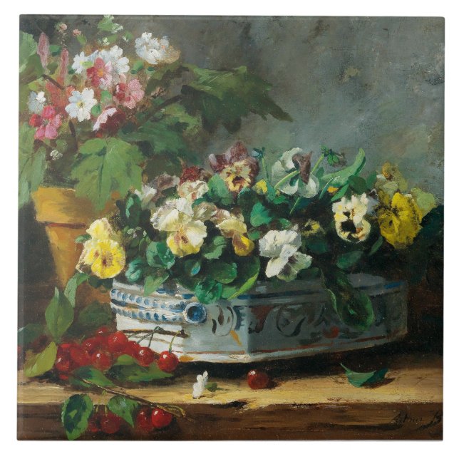 Vintage Brunel-Neuville Pansies e Primroses (Frente)