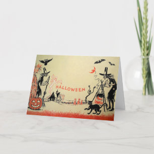 Vintage Bruxas Cartão de Halloween