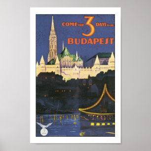 Vintage Budapest Hungary Poster de viagens
