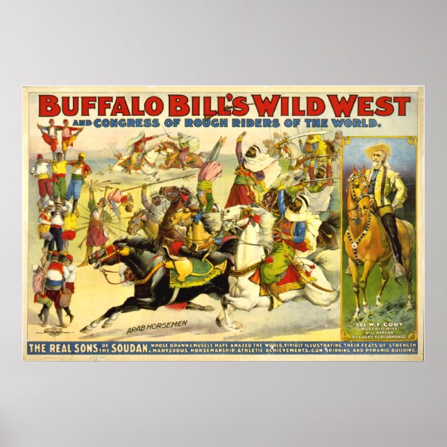 VINTAGE Buffalo Bill POSTER (Repro) (Frente)