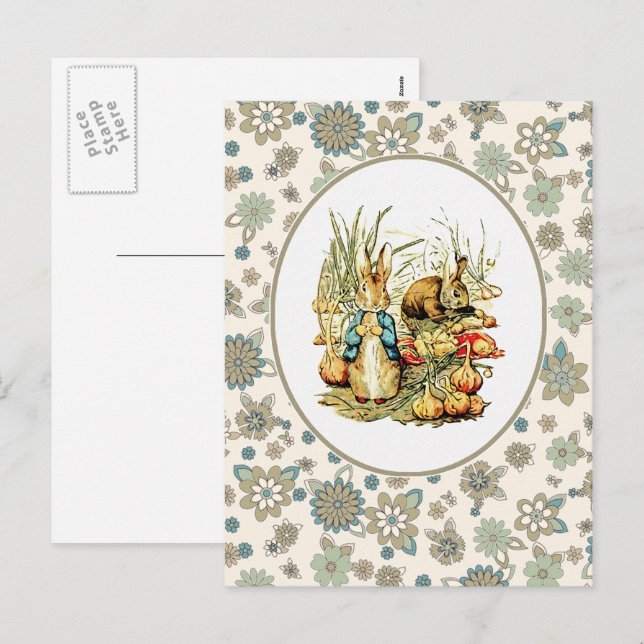 Vintage Bunny. Cartões postais páscoas (Frente/Verso)