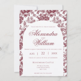 Vintage Burgundy - Convite para Casamento com o To