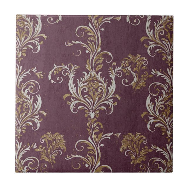 Vintage Burgundy e Dourado Damask (Frente)