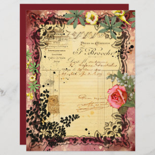 Vintage Burgundy Ephemera Frames Scrapbook Paper