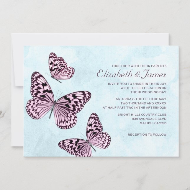 Vintage Butterflies Convites De Casamento (Frente)