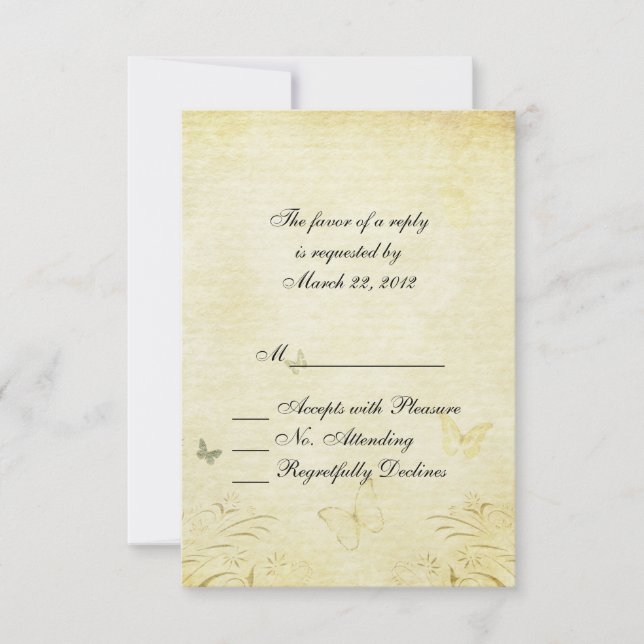 Vintage Butterfly Wedding RSVP (Frente)