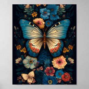 Vintage Butterfly William Morris Style Poster