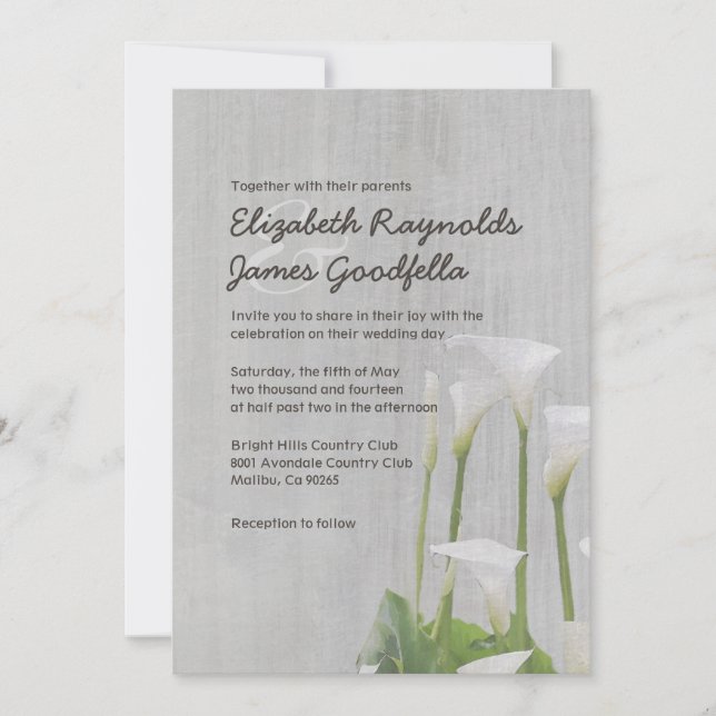 Vintage Calla Lillies - Convites De Casamento (Frente)