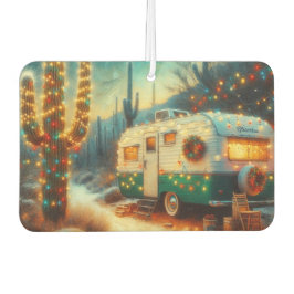 Vintage Camper Christmas em Desert Saguaro Cactus
