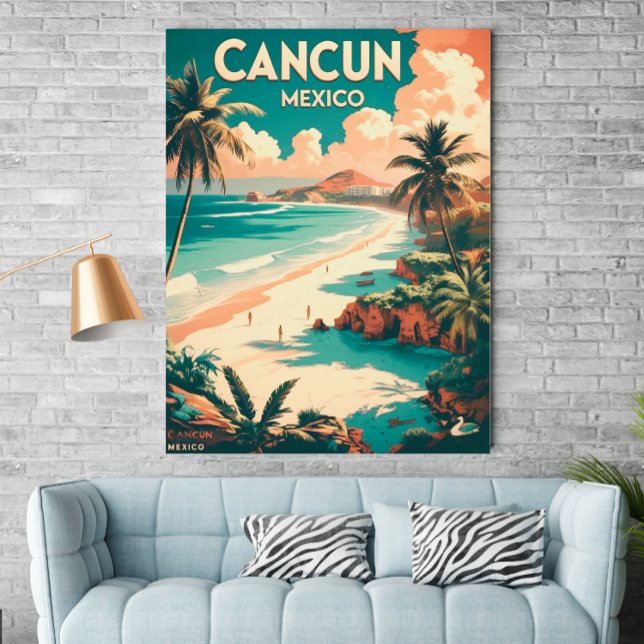 Vintage Cancun, México - Poster de viagens Retroat (Criador carregado)