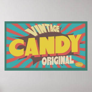 Vintage Candy poster art, diversão retrô