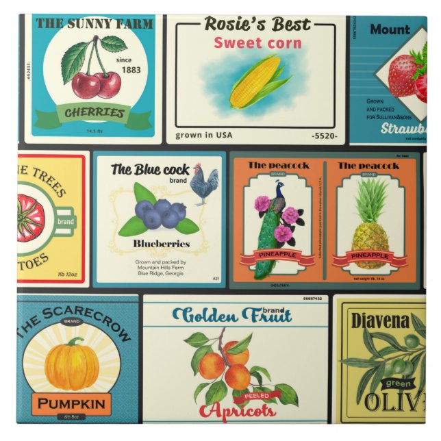 Vintage canned goods-Fruit labels (Frente)