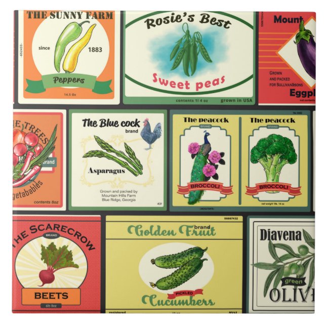 Vintage canned goods-Vegetables labels (Frente)