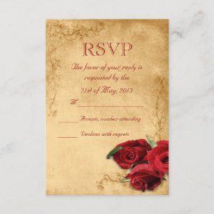Vintage Caramel Brown & Rosa Weding RSVP