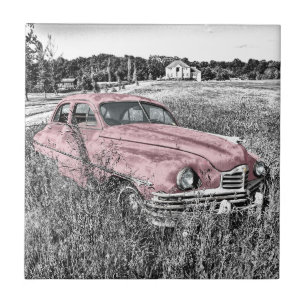 Vintage - Carro Rosa Clássico