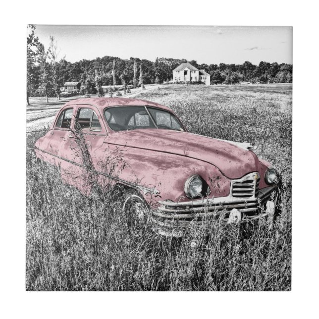 Vintage - Carro Rosa Clássico (Frente)